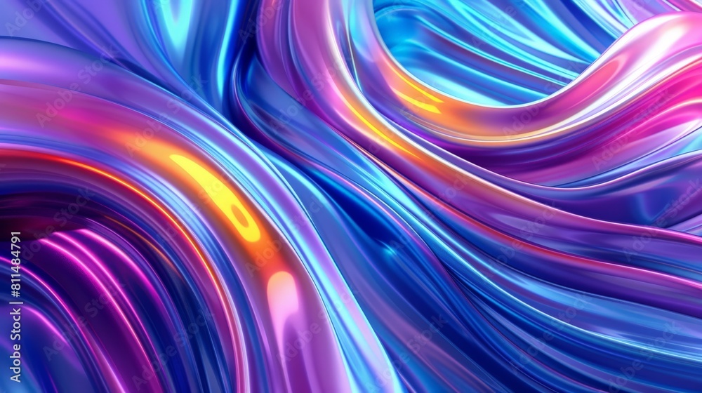 A stunning 3D render featuring vibrant blue, purple, and turquoise swirls that seem to leap off the screen with their dynamic energy