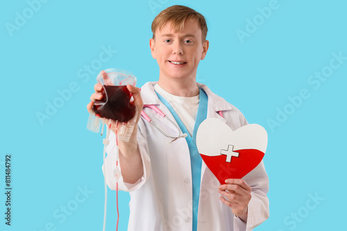 Male doctor with blood pack...
