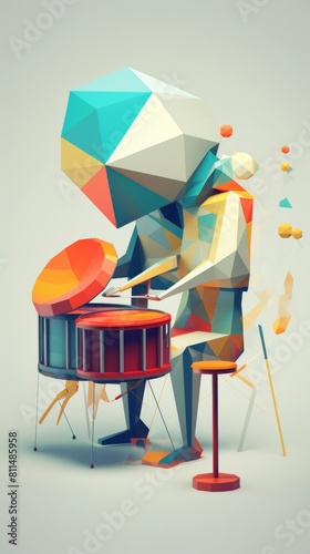 Timpani resonating with the music of the orchestra  low poly photo