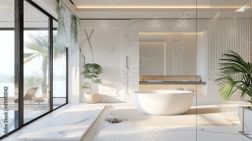 Luxury summer architecture interior aesthetic. Generative Ai