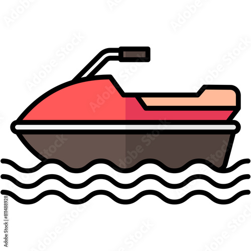 jetski lineal multi color icon, related to summer theme