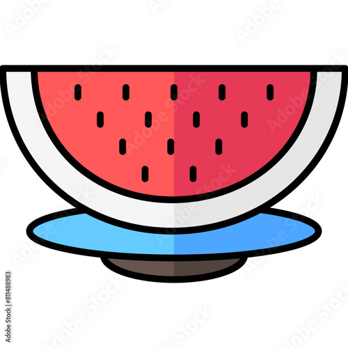 watermelon lineal multi color icon, related to summer theme