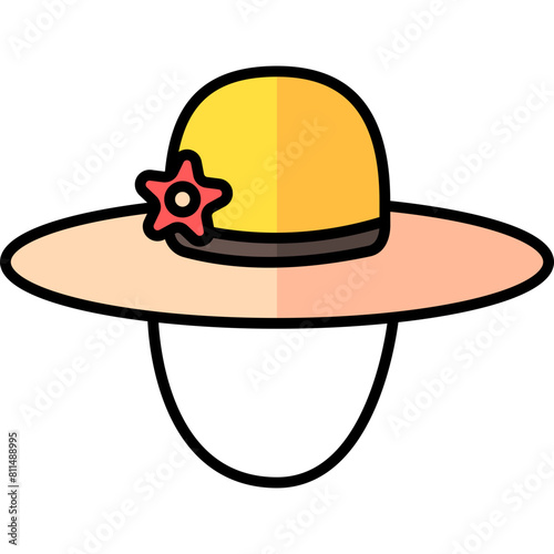 pamela hat lineal multi color icon, related to summer theme