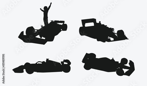 formula racing set silhouette. sport racing, vehicle, competition. isolated on white background. vector illustration. © Irkhamsterstock