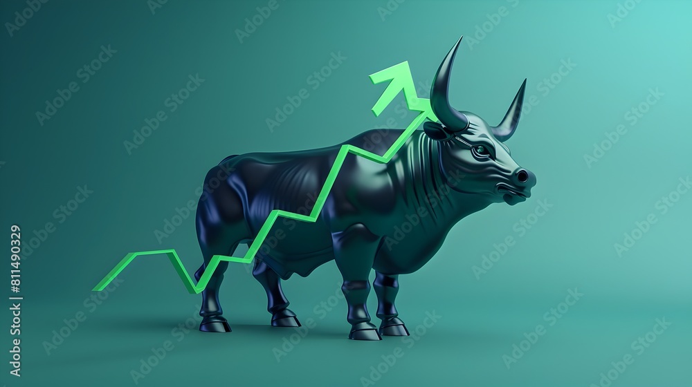 Stylized Rhinoceros Silhouette with Upward Green Arrow Symbolizing Growth and Investment Stylized Rhinoceros Silhouette with Upward Green Arrow Symbolizing Growth and Investment