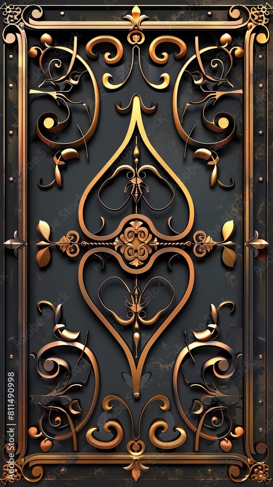 Decorative metalwork flat design front view wrought iron details theme animation Analogous Color Scheme Decorative metalwork flat design front view wrought iron details theme animation Analogous Color Scheme