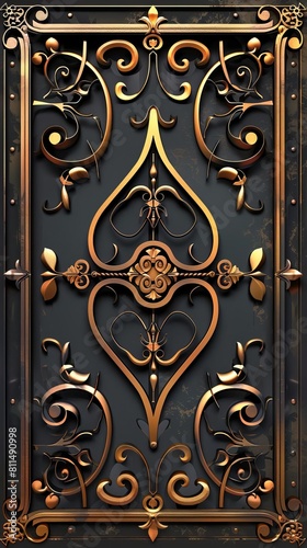 Decorative metalwork flat design front view wrought iron details theme animation Analogous Color Scheme © Jeannaa