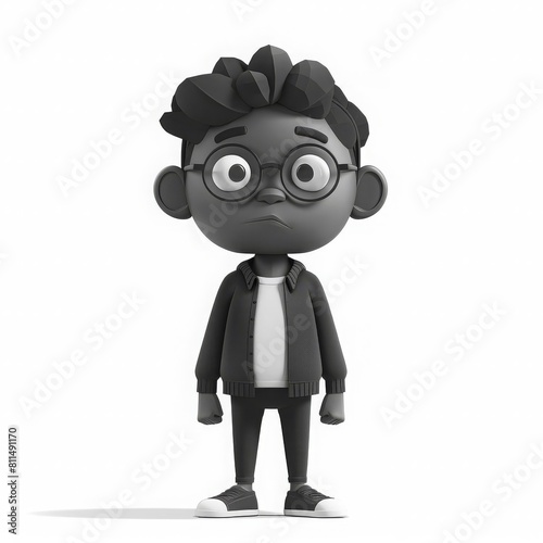 Indie animation workshop flat design front view character creation theme cartoon drawing black and white © Jeannaa