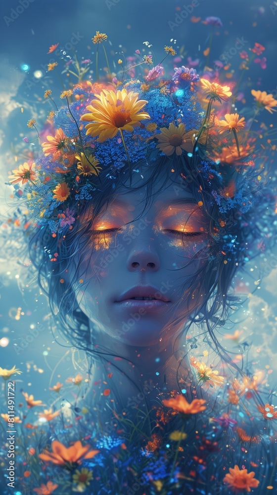 Blue Dreams Portrait Digital Art Wallpaper, Contemporary Vertical Game App Artwork Background, Vibrant Online Marketing Backdrop Concept, Advertising Web Graphic, Youtube and Twitch Banner Design Blue Dreams Portrait Digital Art Wallpaper, Contemporary Vertical Game App Artwork Background, Vibrant Online Marketing Backdrop Concept, Advertising Web Graphic, Youtube and Twitch Banner Design