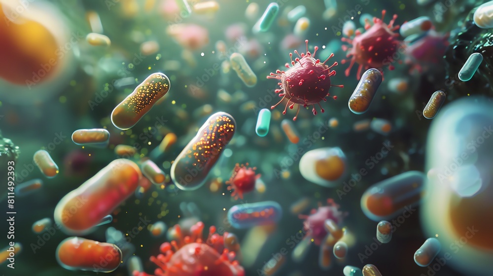 Fototapeta premium Explore the evolution of antibiotics and the challenges posed by antibiotic resistance.