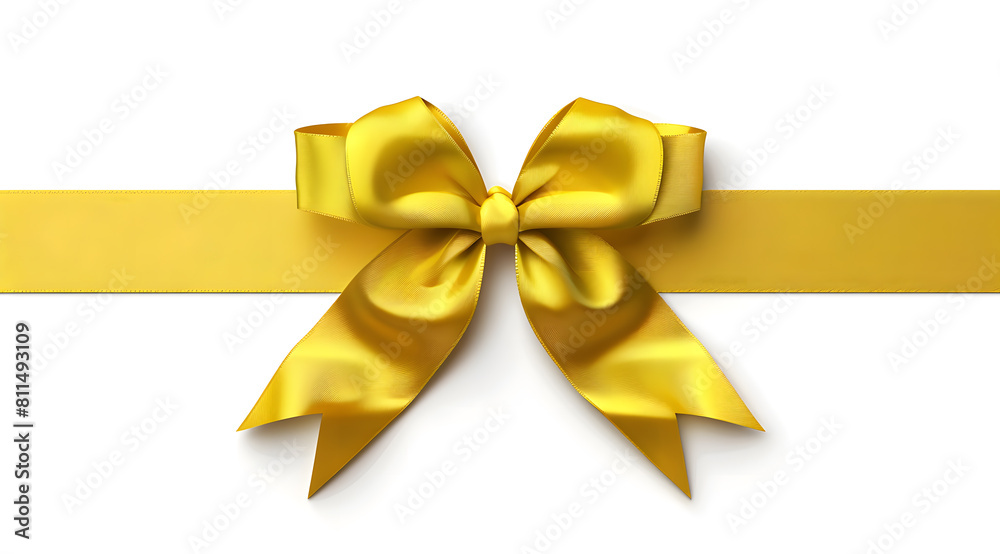 yellow ribbon bow on the straight ribbon for gifts and banners isolated on white background yellow ribbon bow on the straight ribbon for gifts and banners isolated on white background