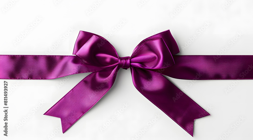 dark purple ribbon bow on the straight ribbon for gifts isolated on white background dark purple ribbon bow on the straight ribbon for gifts isolated on white background