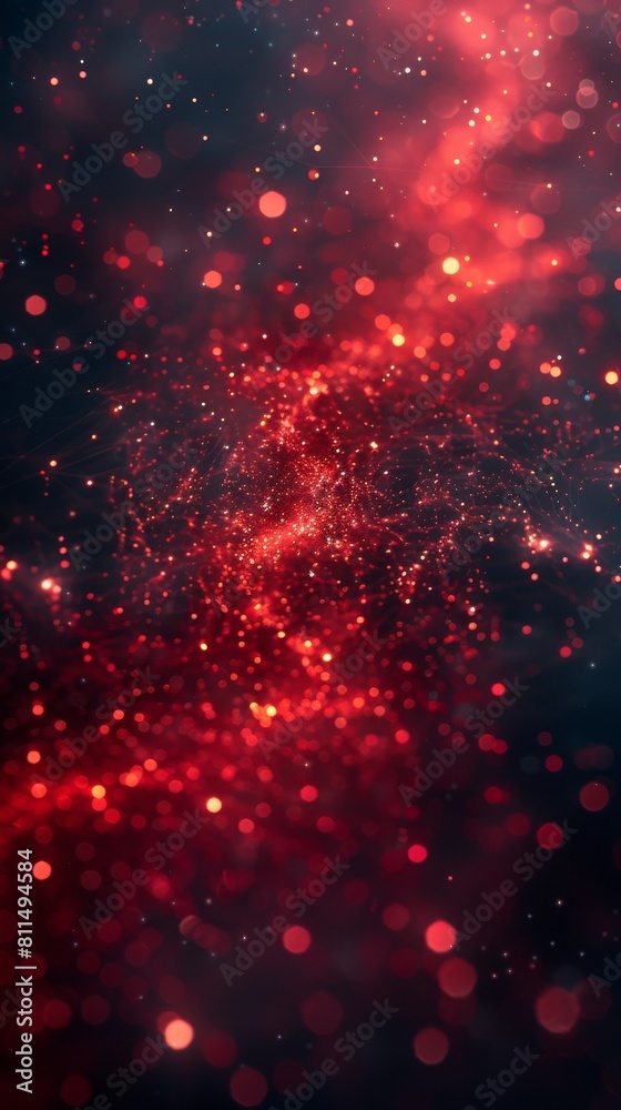 Abstract background with bright red swirling lights and smoke.