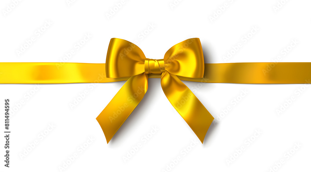 light yellow ribbon bow on the straight ribbon for gifts isolated on white background light yellow ribbon bow on the straight ribbon for gifts isolated on white background