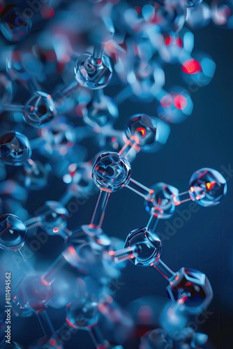 3D visualization of a molecule enhanced with hi tech digital effects  showing atomic interactions in real time for educational purposes