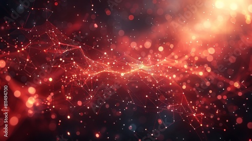 Abstract background with bright red swirling lights and smoke.