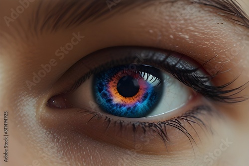 Galaxy in the eye. Futuristic art Generative AI 