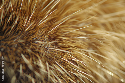 Background Porcupine Quill Closeup On Fur Created Using Artificial Intelligence