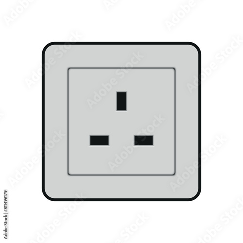 Power outlet icon. Type G outlet icon in grey color. Vector illustration