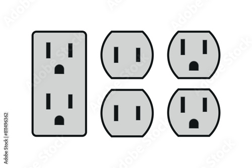 American power outlet icons. Type A and B icons. Vector illustration