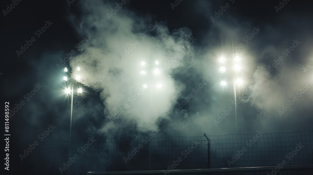 close-up photo of a goal and smoke against a dark background, AI generated image close-up photo of a goal and smoke against a dark background, AI generated image
