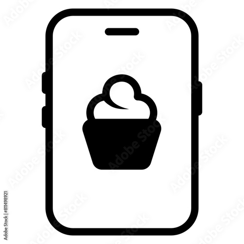 food recipe app on mobile phone icon