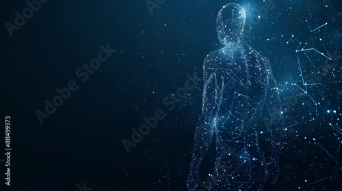 Polygonal Digital 3d human body image, generative Ai