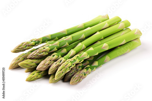 Fresh green asparagus isolated on white background.