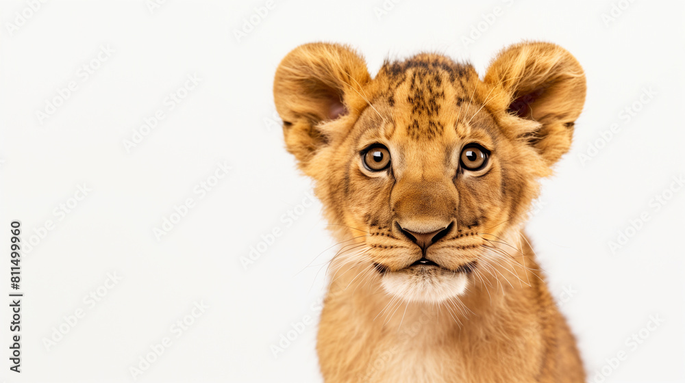 portrait of a lion in the white backgrowend portrait of a lion in the white backgrowend