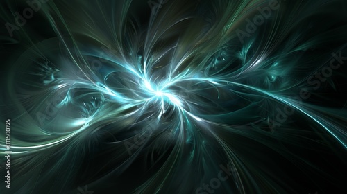 A black and blue abstract image with swirls. Generative AI.