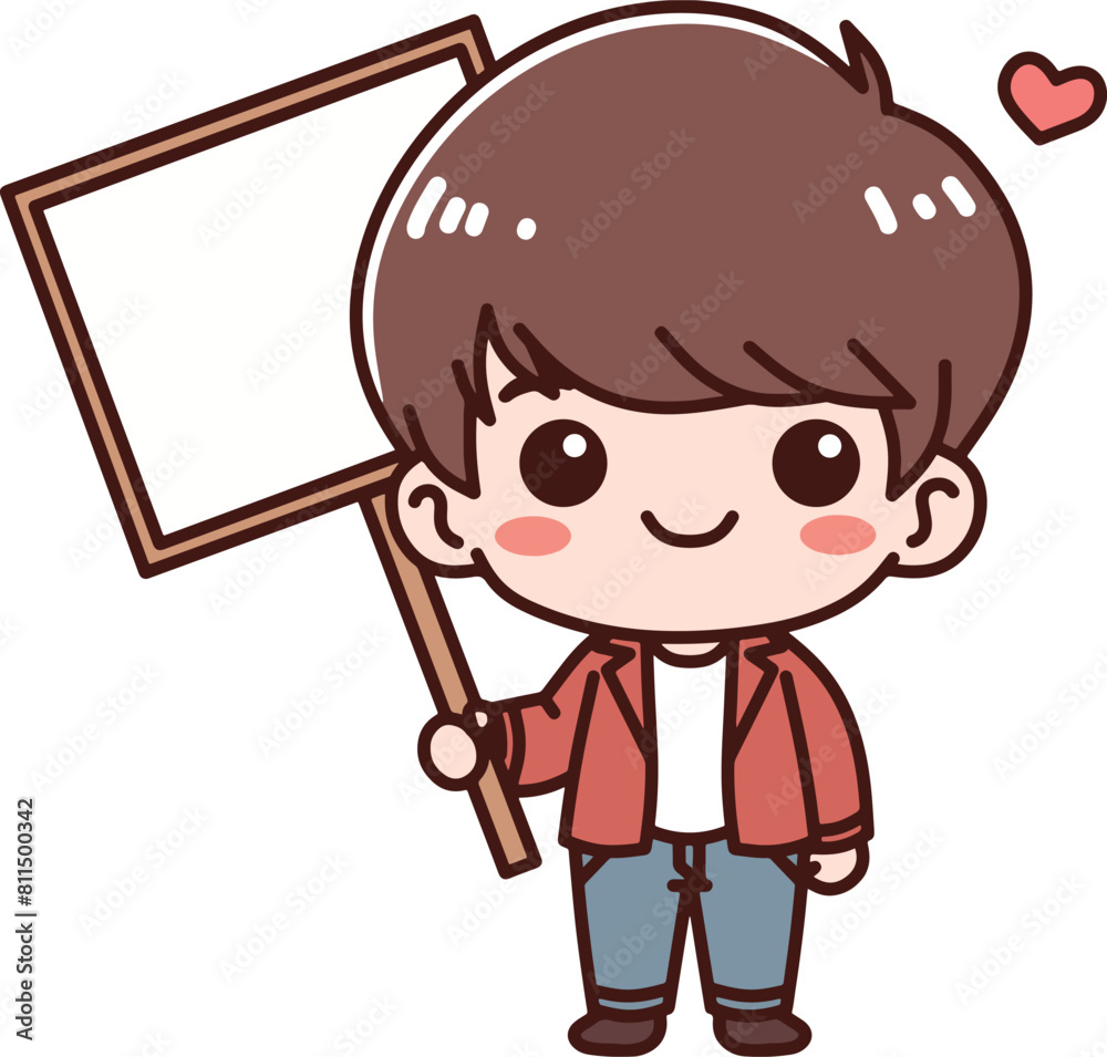 Cute boy holding sign with love Cute boy holding sign with love