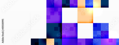 A vibrant display of colorfulness featuring a mix of purple and azure rectangles on a white background, creating a visually striking pattern in varying shades of violet and magenta