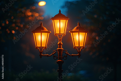Street Light at Night, White Background, Sharp Detail, Canon 35mm Shot, Realistic, Photo, 4K
