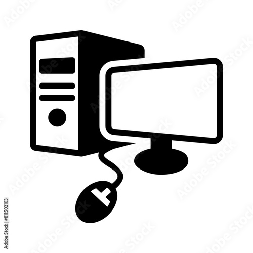 Vector solid black icon for This pc