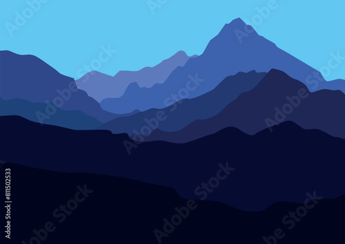 Panorama mountains landscape vector design illustration.