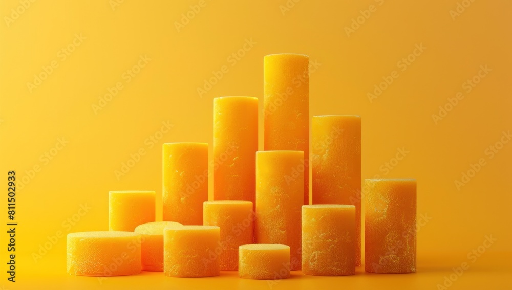 Showcase a minimalist yet impactful image of a 3D bar graph harmonizing with the organic texture of larva, symbolizing growth and prosperity. Showcase a minimalist yet impactful image of a 3D bar graph harmonizing with the organic texture of larva, symbolizing growth and prosperity.
