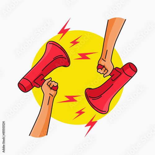 illustration of a megaphone speaker held in a hand