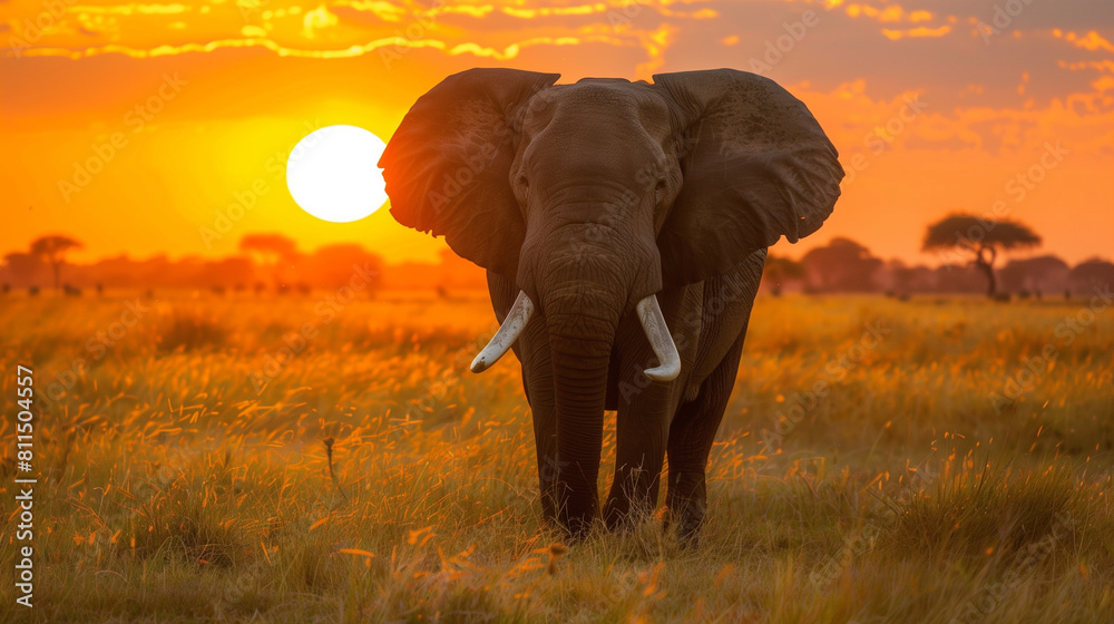 Obraz premium elephant in the sunset