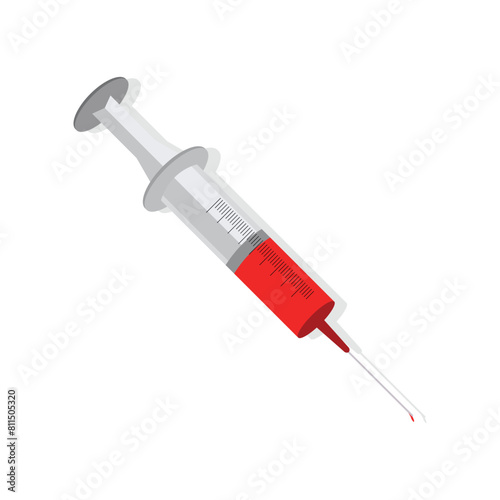 Medical syringe, injection icon fill with blood vector illustration © Surkhab