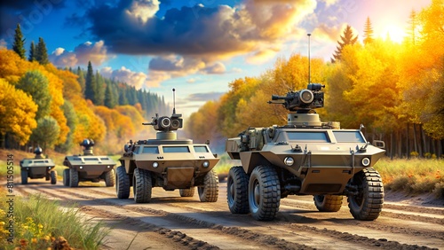 Digital Renderings Showcase Unmanned Ground Vehicles' Vital Role in Patrol Missions with Futuristic Styling. photo