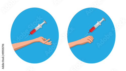 Blood test, syringe take blood on hand or arm vector illustration © Surkhab