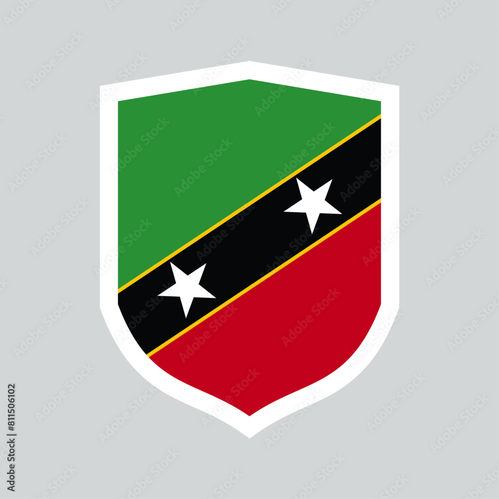 Saint Kitts and Nevis Flag in Shield Shape Saint Kitts and Nevis Flag in Shield Shape