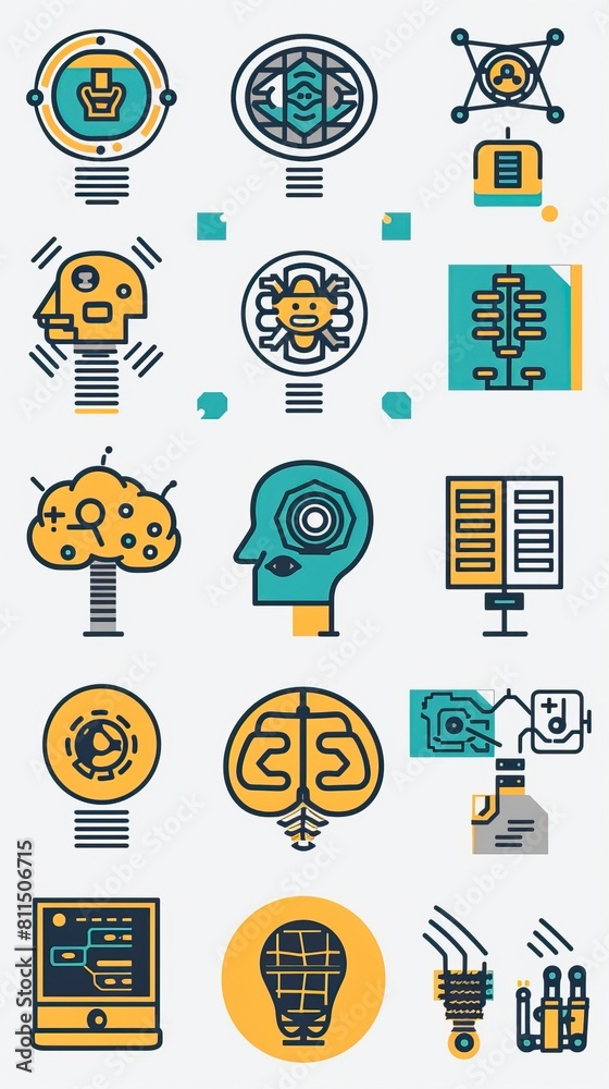 AI (artificial intelligence) icon set