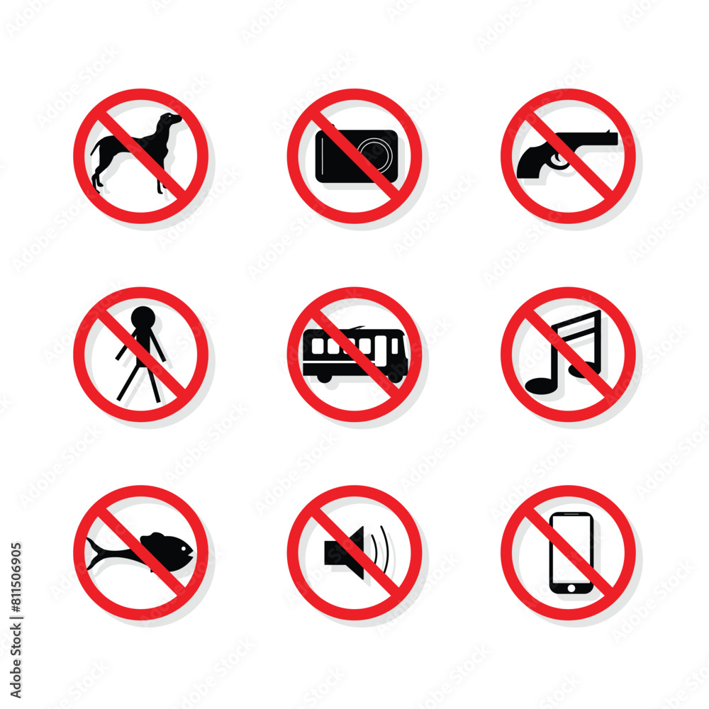 Set of prohibited icons vector illustration Set of prohibited icons vector illustration