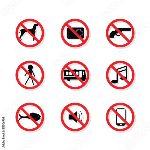 Set of prohibited icons vector illustration © Surkhab