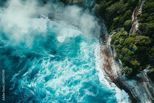 a stunning cinematic drone shot of Australian coastline photo