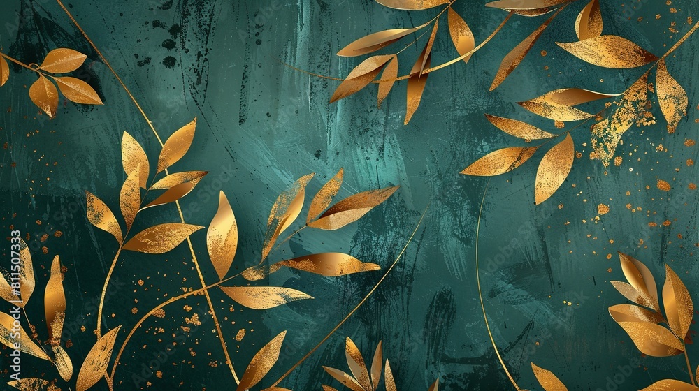 Experience the Tranquil Beauty of a Wallpaper Featuring Golden Leaves, Graceful Bamboo, and Verdant Greenery, a Masterpiece Where Modern Art Meets Nature's Embrace Experience the Tranquil Beauty of a Wallpaper Featuring Golden Leaves, Graceful Bamboo, and Verdant Greenery, a Masterpiece Where Modern Art Meets Nature's Embrace