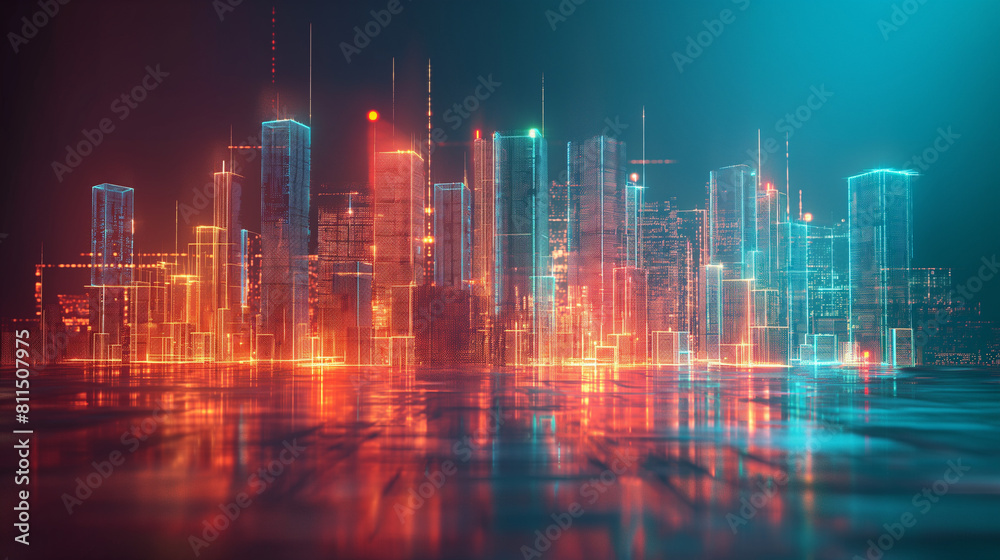 Smart Digital City Concept. Urban Architecture High Towers Concept of the Future City. Virtual Reality Abstract Digital Buildings. Modern Technology Vector Illustration. Smart Digital City Concept. Urban Architecture High Towers Concept of the Future City. Virtual Reality Abstract Digital Buildings. Modern Technology Vector Illustration.