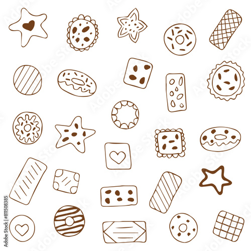 Set of Different Hand-Drawn Cookies, Vector © Aida