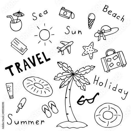 Set for travel, leisure. vector